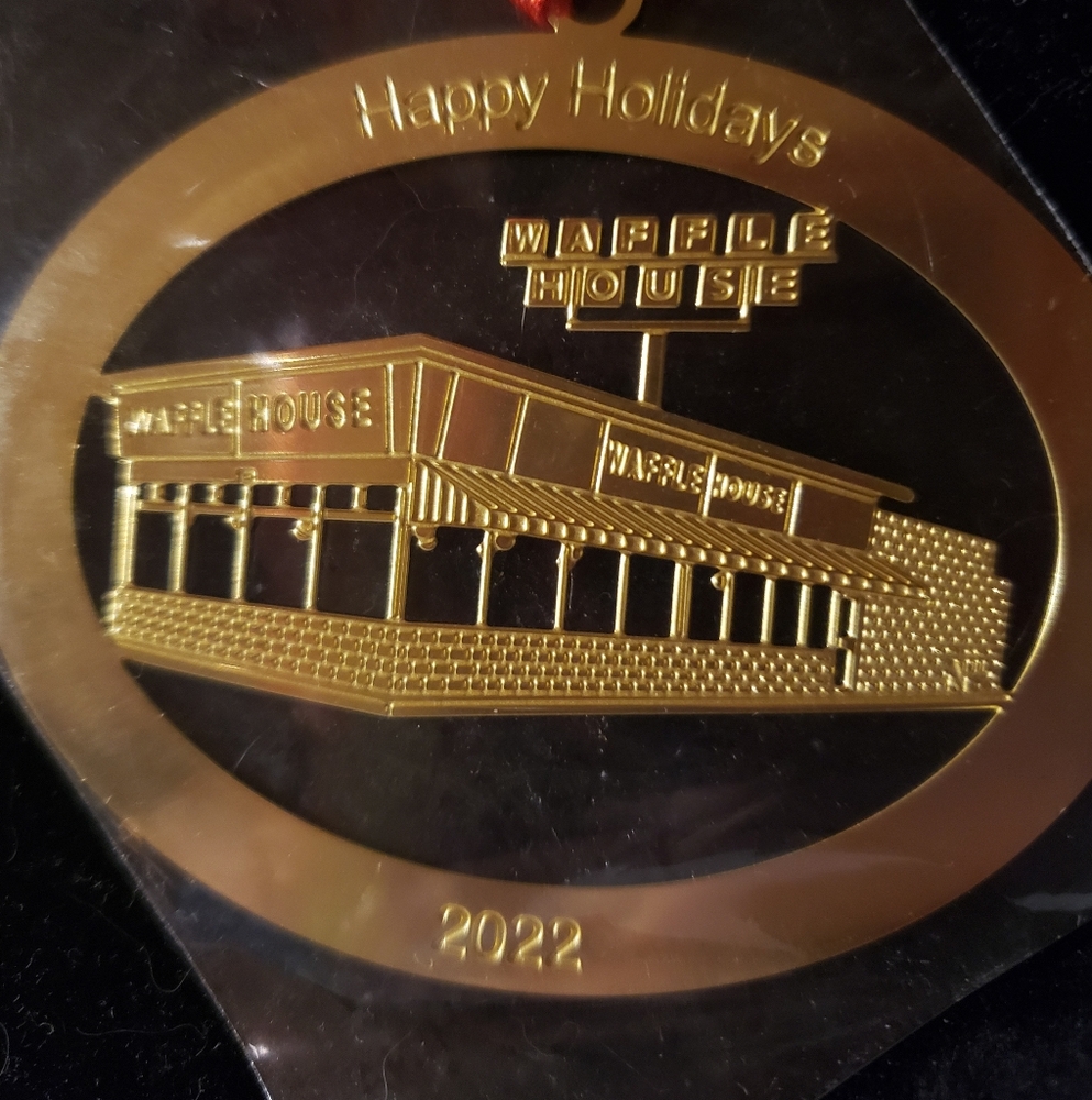 Gold Waffle House Holiday Ornament